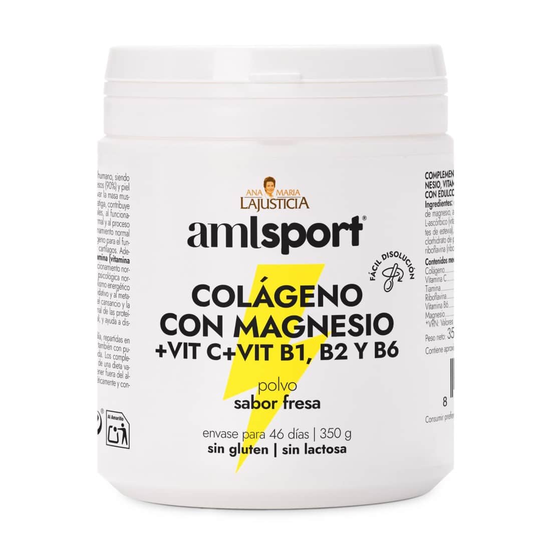 Ana María Lajusticia Colágeno con magnesio, vitamina C y vitaminas B1, B2, B6 sabor fresa 350g