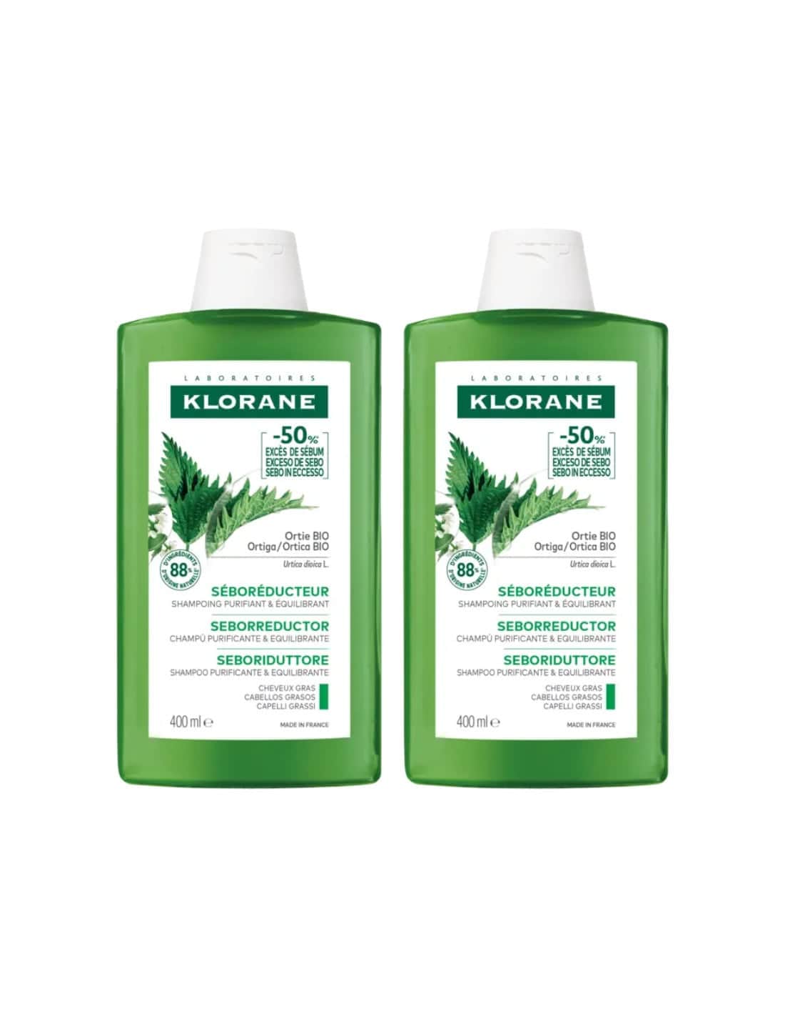 Klorane Champú a la Ortiga Bio - Pack 2 x 400ml